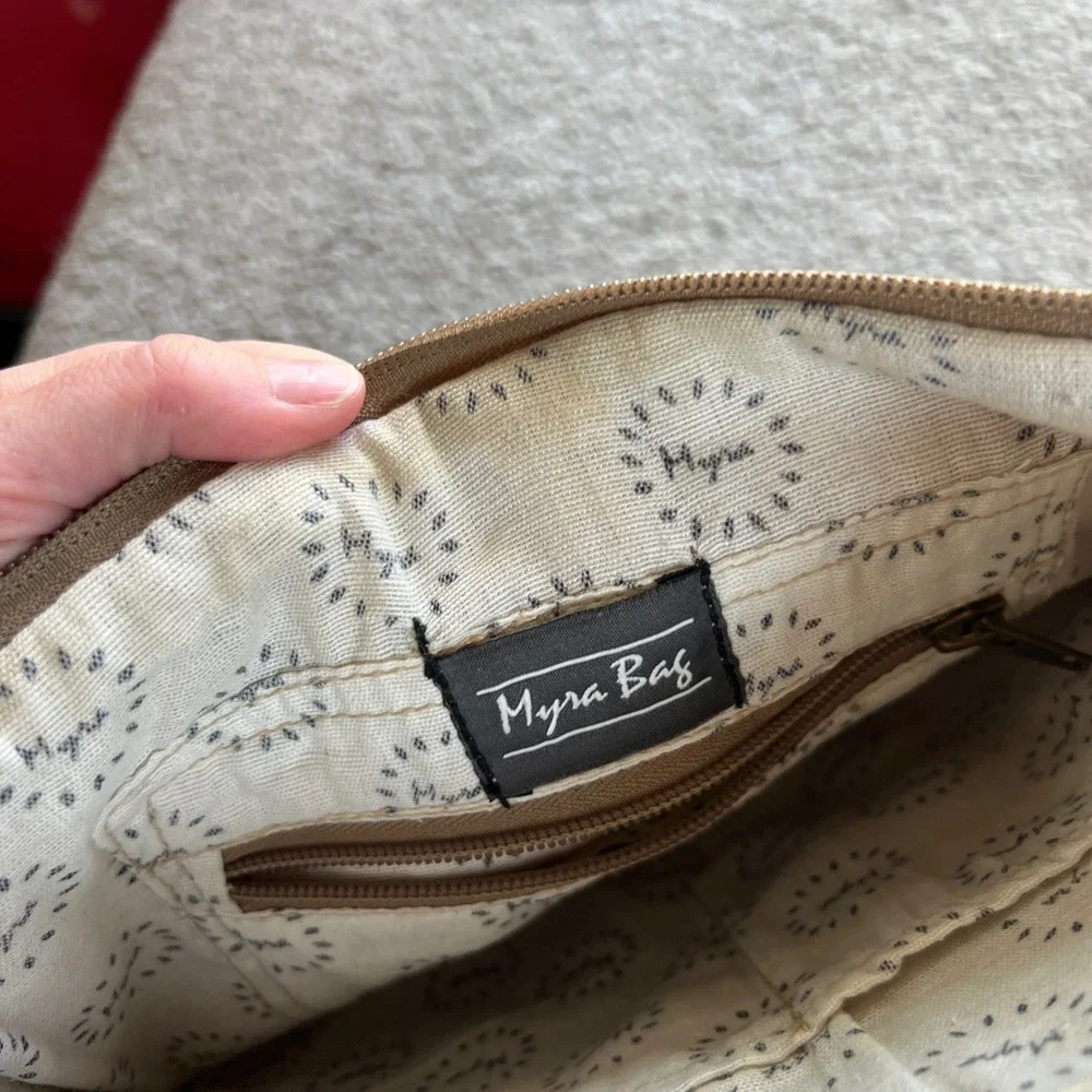 Myra Bag Crossbody Bag Cream Brown Hair-on Hide Canvas Western Boho dual‎ strap